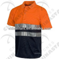 100% poliéster reflectante color de contraste polo camiseta en combinación de varios colores